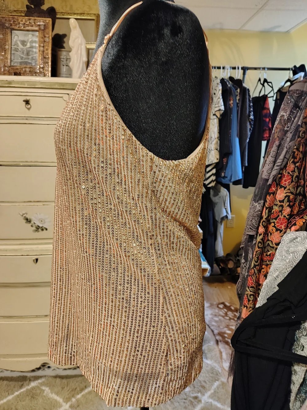 Sequin V-Neck Tank Top in Blush - Picture 5 of 9
